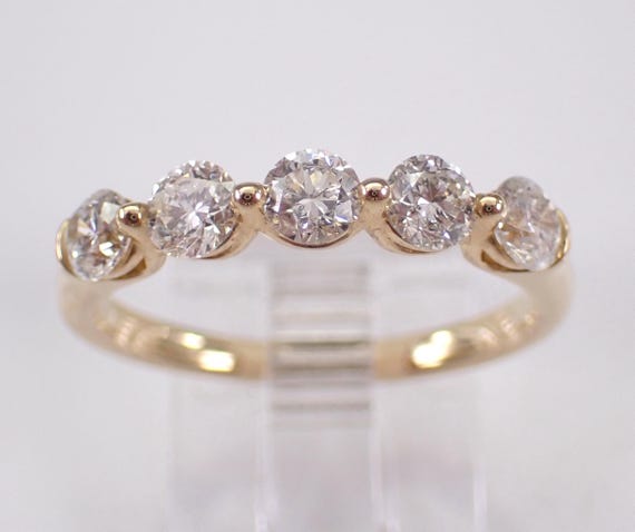 14K Yellow Gold Diamond Wedding Ring - Stackable Anniversary Band - Simple Bridal Fine Jewelry Gift