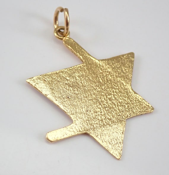 Vintage 14K Yellow Gold Star of David Charm Penda… - image 2