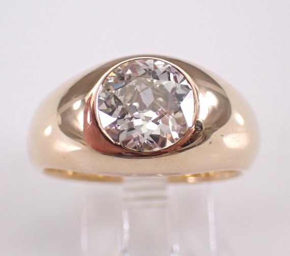 2.08ct Old Miner Diamond Ring - 14k Yellow Gold Solitaire Band - 50s Vintage Gypsy Bridal Fine Jewelry Gift