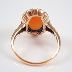 Vintage Solid Yellow Gold Cameo Ring, Antique Bezel Set Solitaire image 6
