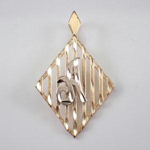 Dije colgante vintage con inicial A, dije con letra de oro amarillo de 14 quilates para collar o pulsera