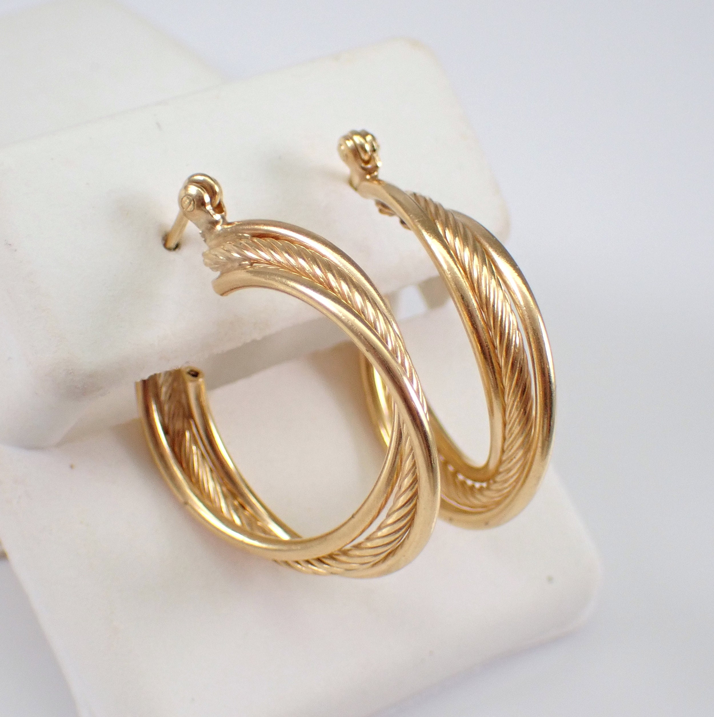 14k gold vintage hoop earrings - Goldberg