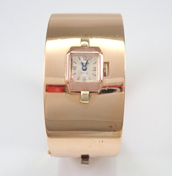 Retro Solid 14K Gold Watch CORTINA Antique Vintage Womens Bangle Bracelet Watch