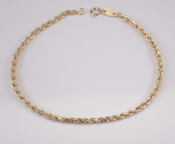 Vintage 14K Yellow Gold Rope Chain Bracelet - Unique Estate Layering Link