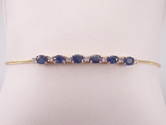 Yellow Gold Sapphire and Diamond Bracelet: ADJUSTABLE Bolo Clasp