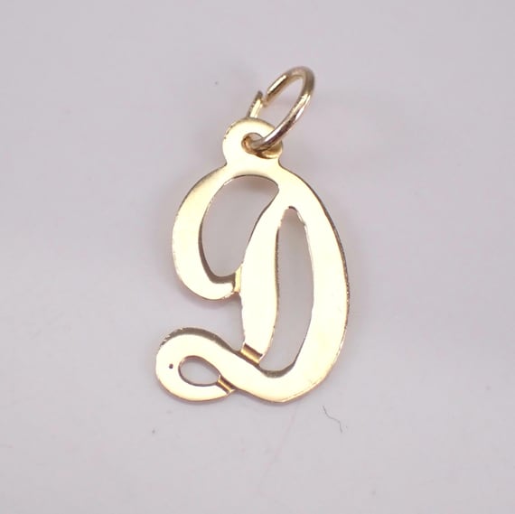 Vintage 14k Yellow Gold Initial Pendant Charm, Script Letter Charm for Necklace or Bracelet