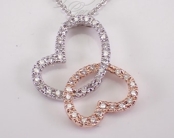 14K White Gold Diamond Butterfly Necklace - Dainty Two Toned Rose Gold Charm Pendant Chain