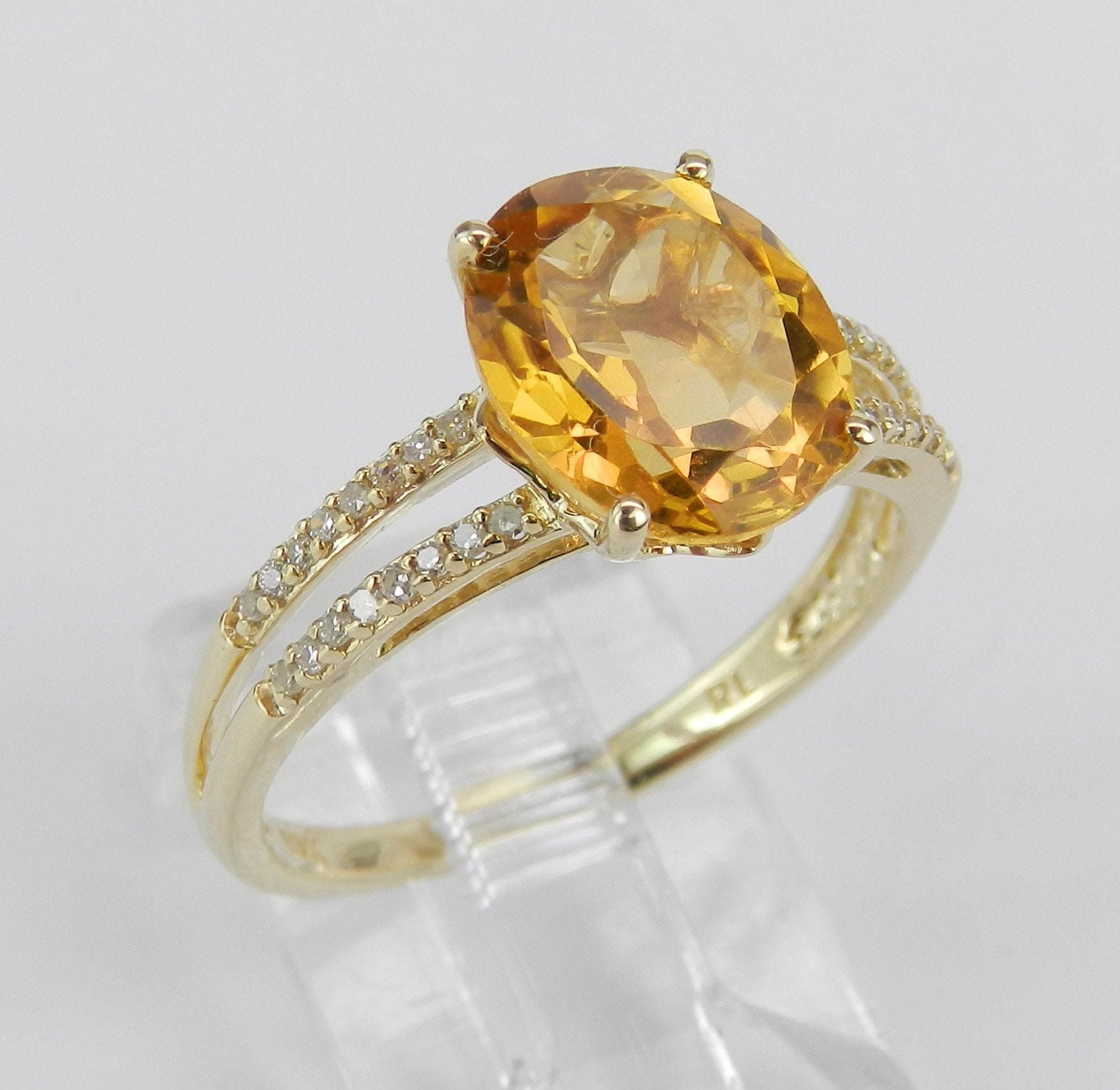 Yellow Gold Diamond and Citrine Engagement Ring Size 7 November