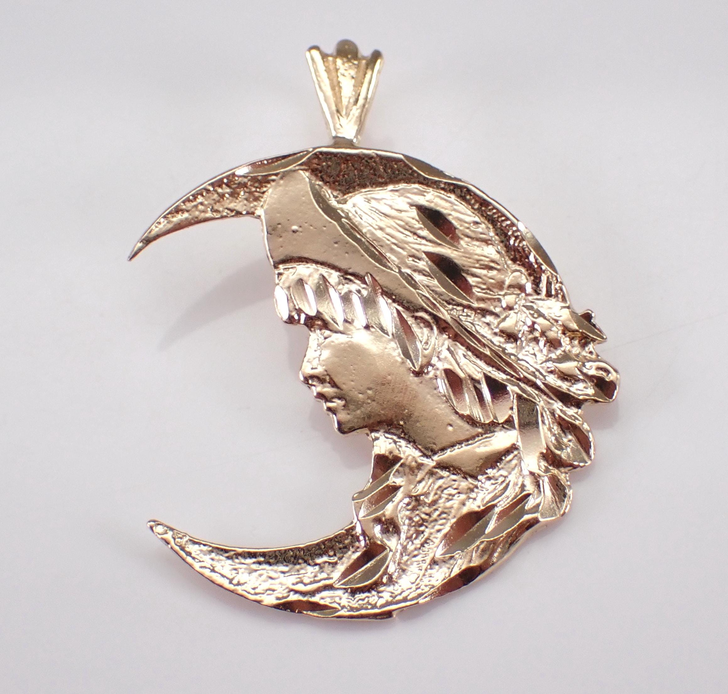 14k Yellow Gold Crescent Moon Charm Pendant - Handcrafted Solid Gold Necklace Charm, High Polish Finish - View #6