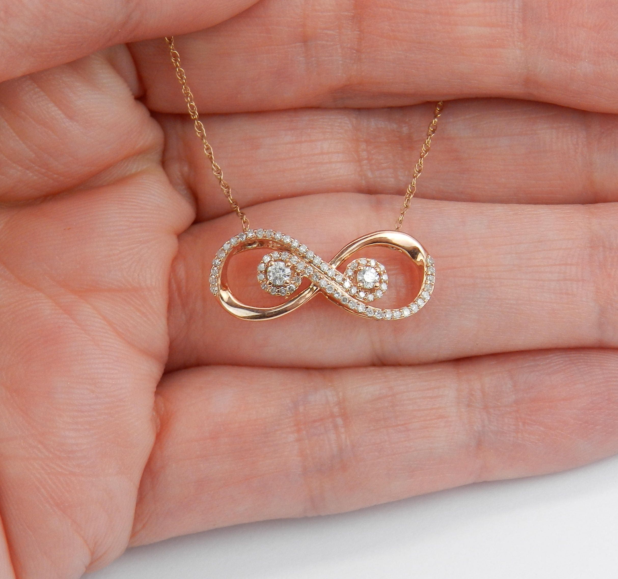 Infinity Necklace Rose Gold Diamond Pendant Infinity Diamond Pendant