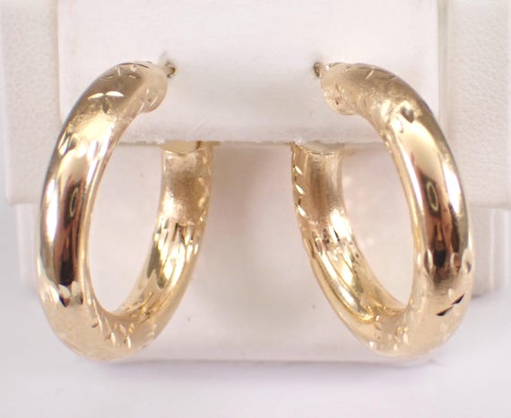 Vintage 14k Yellow Gold Hoop Earrings - Estate Chunky Thick Huggies
