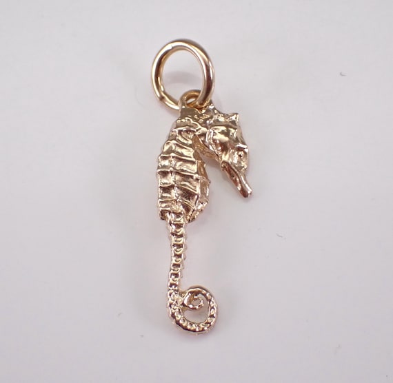 Vintage 14K Yellow Gold Seahorse Charm, Antique Little Sea Horse Life Starfish Charm for Necklace or Bracelet