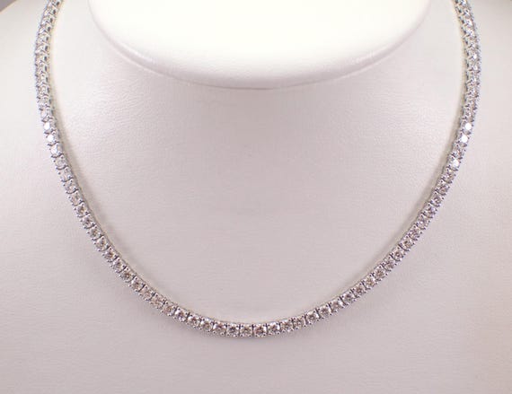 14K White Gold 15ct LAB GROWN Diamond Tennis Necklace