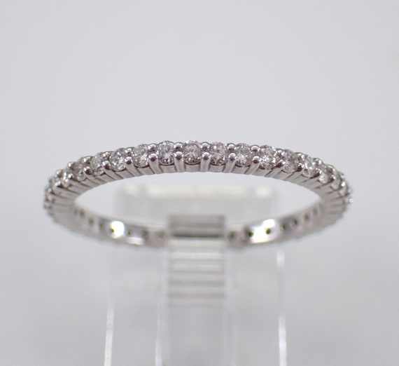 14K White Gold Diamond Eternity Ring - Stackable Wedding Anniversary Band - Bridal Fine Jewelry Gift