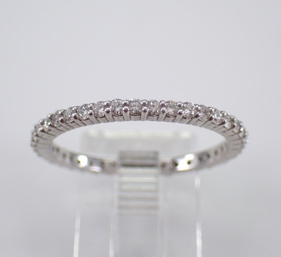 14K White Gold Diamond Eternity Ring - Stackable Wedding Anniversary Band - Bridal Fine Jewelry Gift