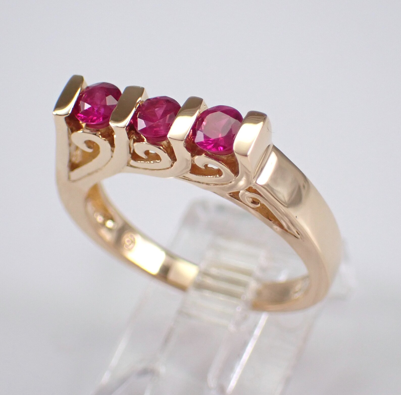 Ruby Stackable Aniversary Rings 14K Yellow Gold Ruby Wedding Band, Vintage Estate Stackable Anniversary ...