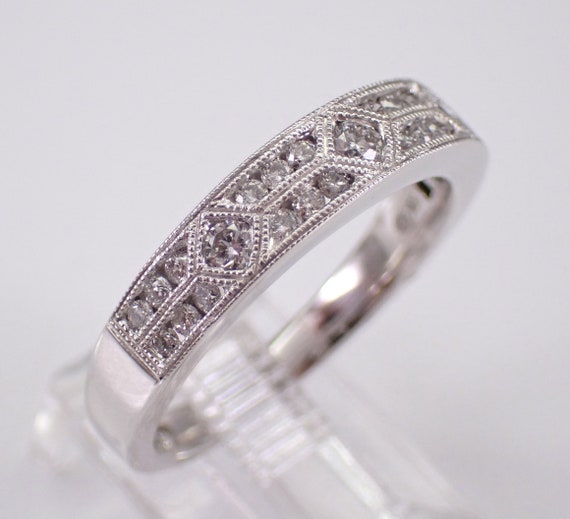White Gold Diamond Wedding Ring - Stackable Milgr… - image 2