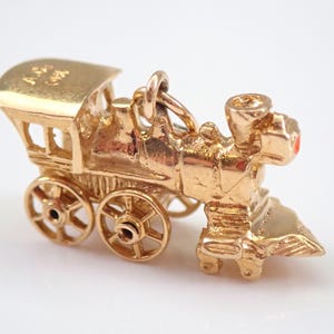 Vintage 14K Yellow Gold Train Charm, Unique Railcar Tram Engine Pendant, Estate Jewelry Gift for Necklace or Bracelet