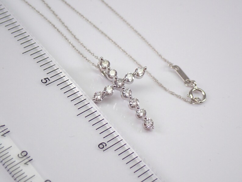 1ct Diamond Cross Necklace White Gold Religious Charm Pendant GalaxyGems Fine Jewelry Gift image 6