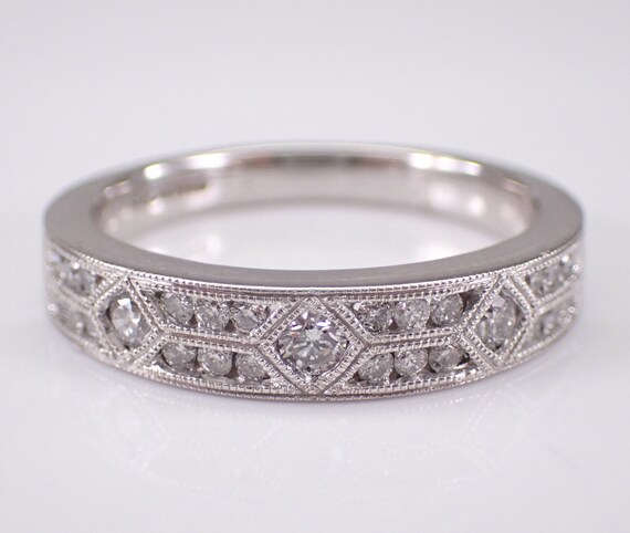 White Gold Diamond Wedding Ring - Stackable Milgr… - image 5