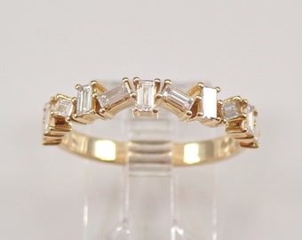 Baguette Diamond Wedding Ring - 14K Yellow Gold Anniversary Band - Unique GalaxyGems Bridal Fine Jewelry Gift