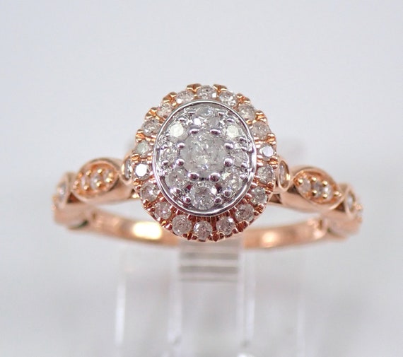 Rose Gold Diamond Cluster Halo Engagement Ring Promise Ring Size 6.75 LQDW20