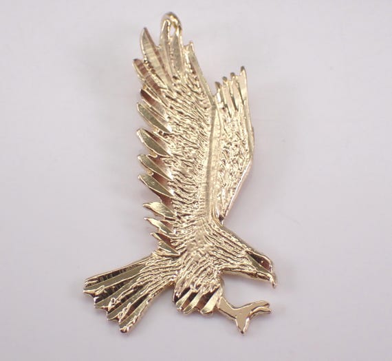 Vintage 14K Yellow Gold EAGLE Charm Pendant: Estate American Icon Symbol for Bracelet or Necklace
