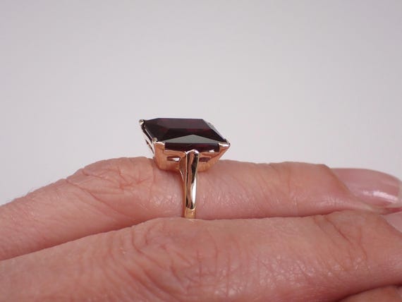 Vintage Ruby Solitaire Engagement Ring - Yellow G… - image 5