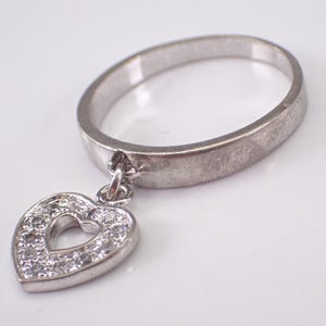 Alliance vintage en argent sterling, bague d'anniversaire empilable avec breloque coeur pendante succession