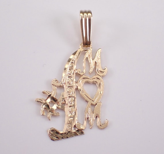 Vintage 14K Yellow Gold Number 1 MOM Charm - Special Jewelry Gift Pendant for Necklace or Bracelet