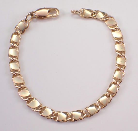 14K Tri Color Gold Antique Bracelet - Rose White and Yellow Links - 40s Unique Retro Jewelry Gift