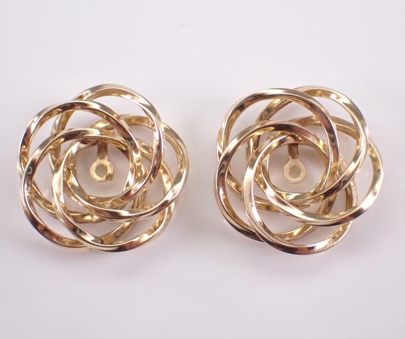 Vintage 14k Yellow Gold Earring Jacket Charms: Vintage Spiral Stud Enhancers