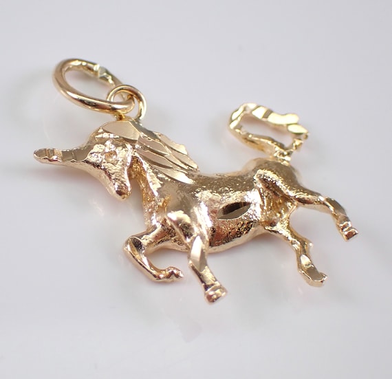 Vintage 14K Yellow Gold Unicorn Charm, Adorable S… - image 2