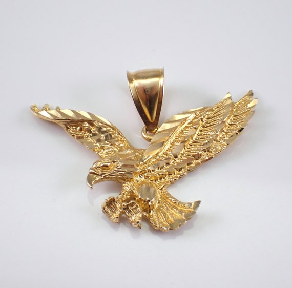 Vintage 14K Yellow Gold EAGLE Charm, Estate American Icon Symbol Pendant for Bracelet or Necklace