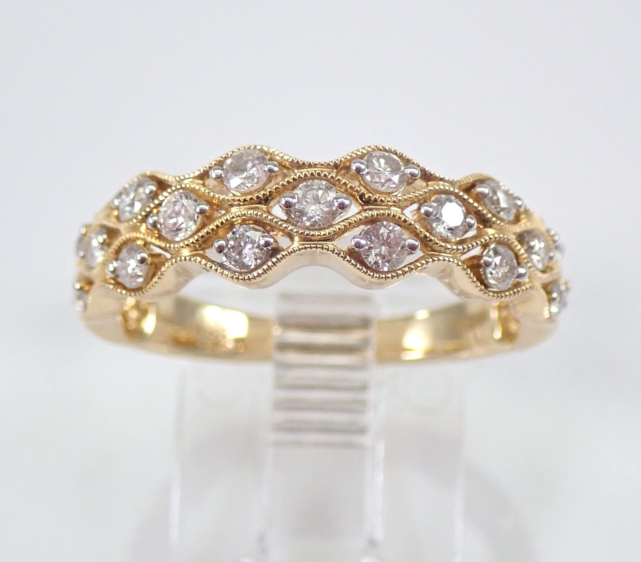 Diamond Wedding Ring Anniversary Band 14K Yellow Gold Stackable