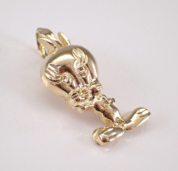Vintage 14K Yellow Gold Tweety Bird Charm, Unique Cartoon