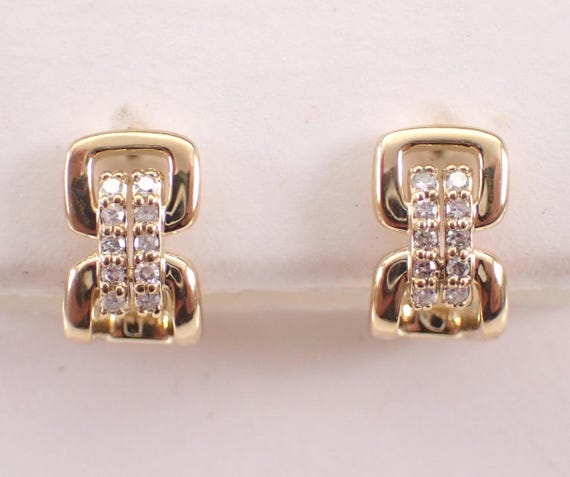 Yellow Gold Mini Diamond Hoop Earrings: Little Chunky Diamond Huggies