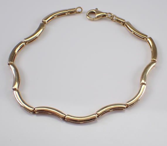 Vintage 14K Yellow Gold Bracelet - Simple Layering Everyday Jewelry Gift - Curved Bar Design