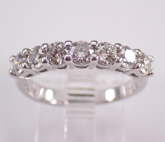 14K White Gold Diamond Wedding Ring: Bridal Stackable Anniversary Band
