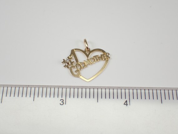 Vintage 14K Yellow Gold #1 Godmother Heart Charm … - image 4