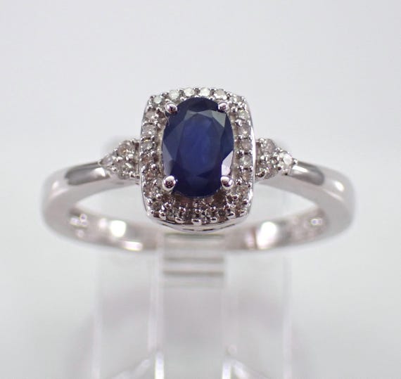 Sapphire and Diamond Promise Ring - White Gold Gemstone Engagement Band - September Birthstone Fine Jewelry Gift