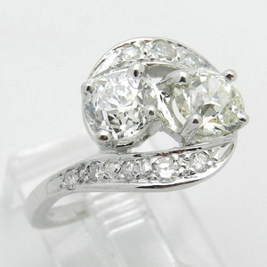14K White Gold Antique Vintage 1.72 ct Old Miner Diamond Ring Size 6