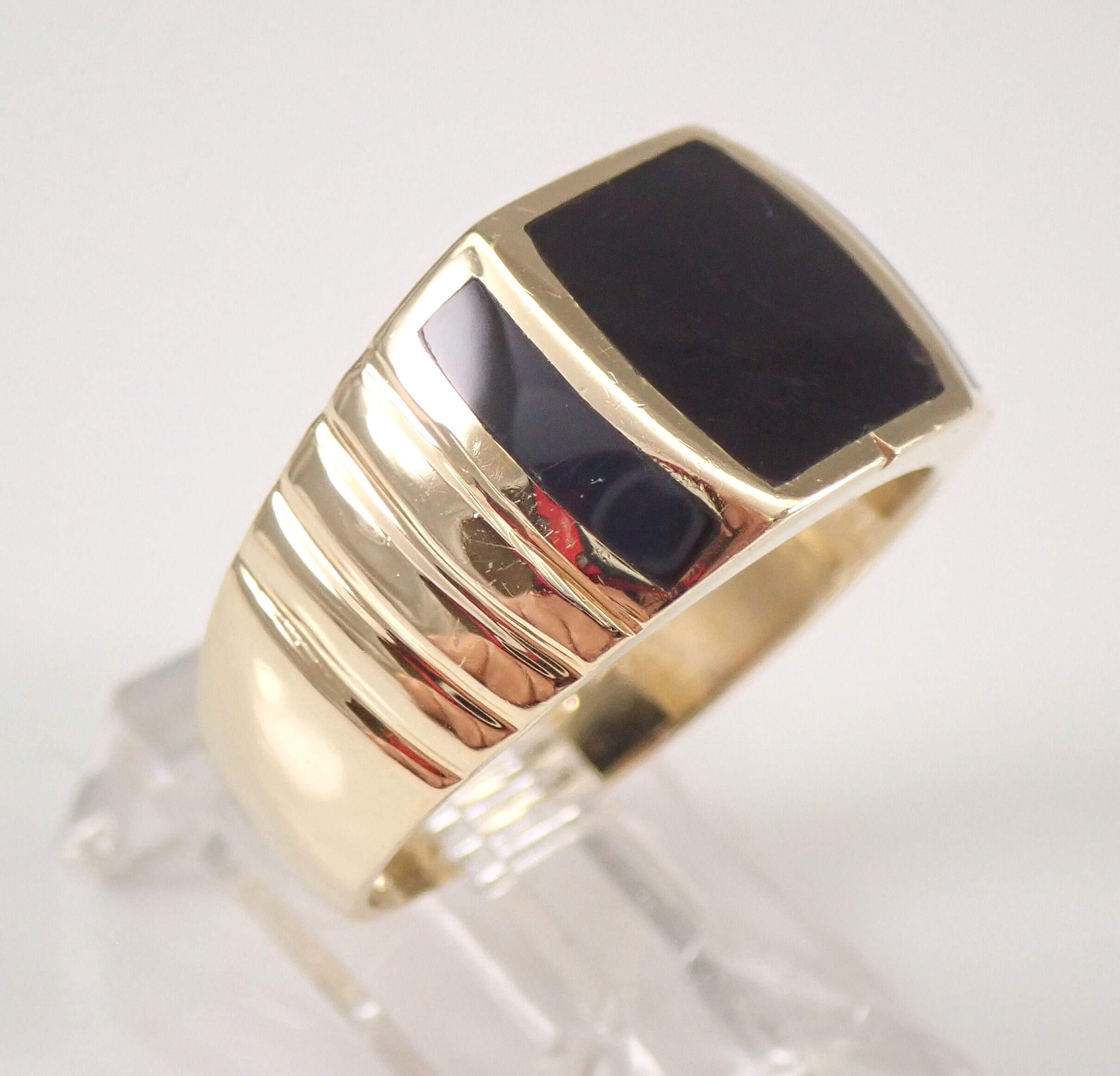 Gents Onyx Diamond 14 Karat Yellow Gold Greek God Vintage Ring – Bardys  Estate Jewelry