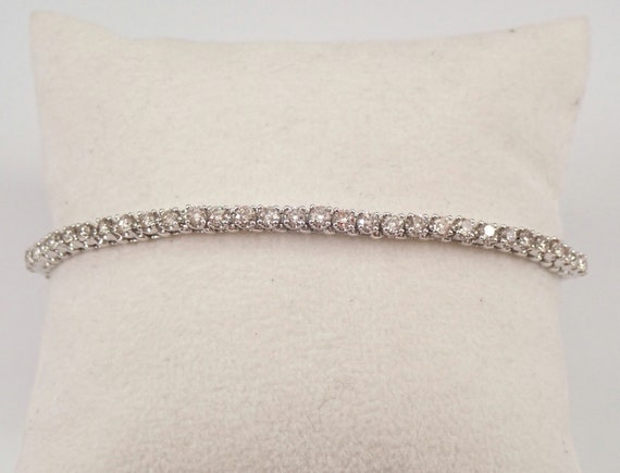 White Gold Diamond Tennis Bracelet, Traditional Prong Set Line 3ct Bracelet, GalaxyGems Bridal Fine Jewelry Gift