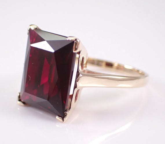 Vintage Ruby Solitaire Engagement Ring - Yellow G… - image 8