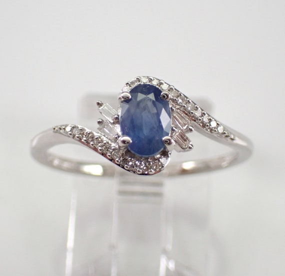 Sapphire and Diamond Promise Ring - White Gold Gemstone Engagement Ring - September Birthstone Fine Jewelry Gift