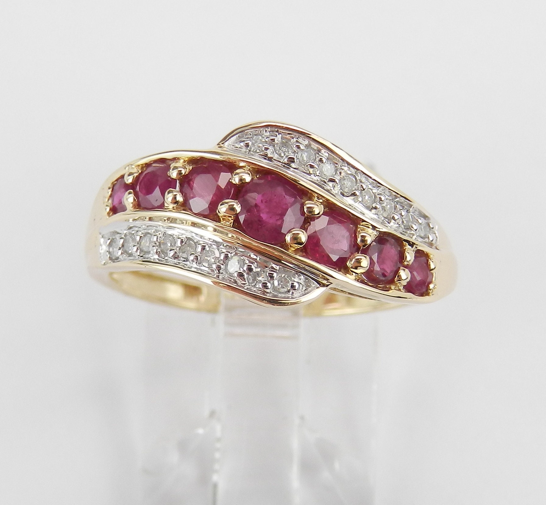 14K Yellow Gold Ruby and Diamond Ring, Ruby and Diamond Ring, Ruby