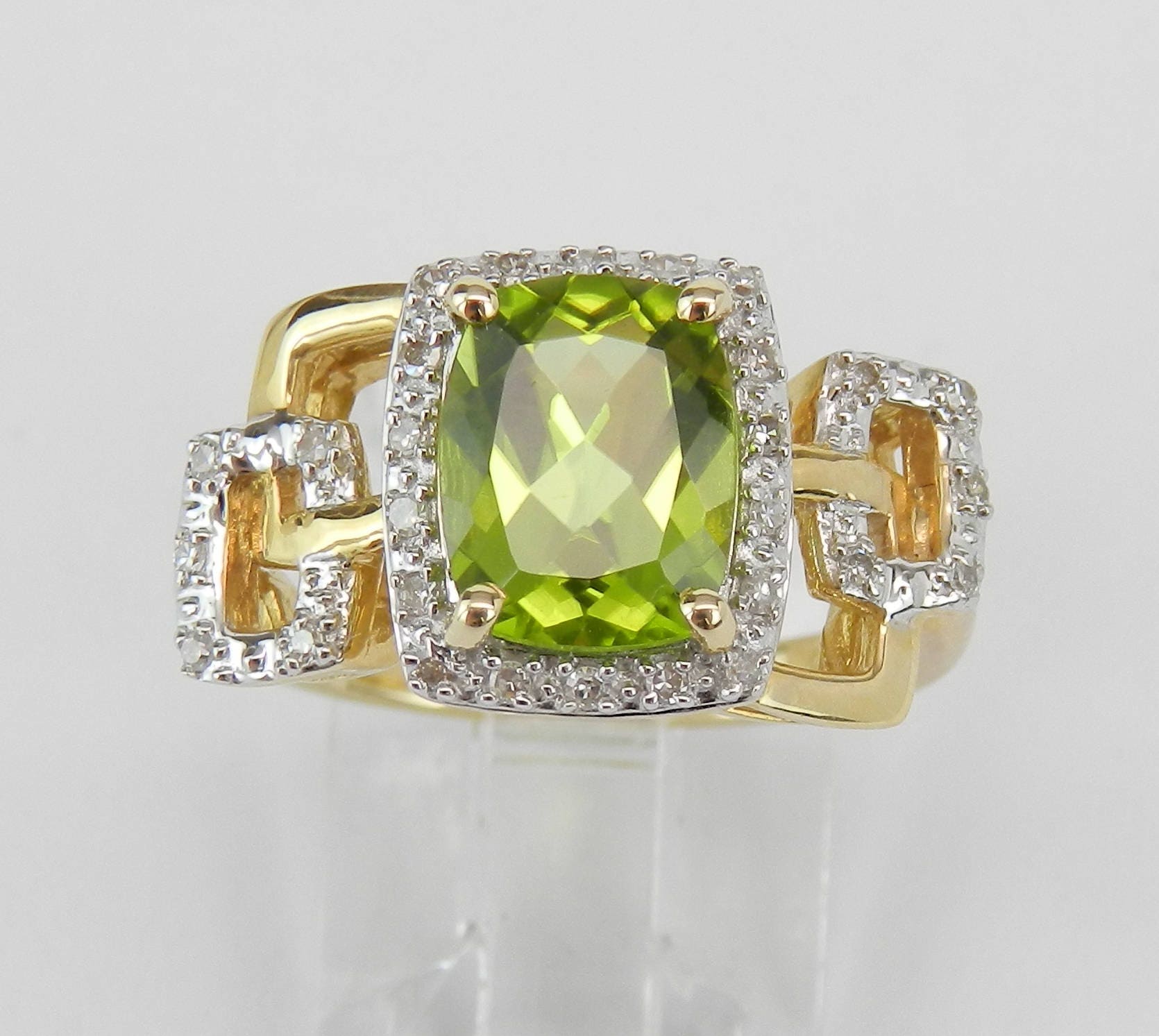 Genuine Peridot & Lab-Created White Sapphire Sterling Silver 3-Stone Ring,  Color: Green - JCPenney