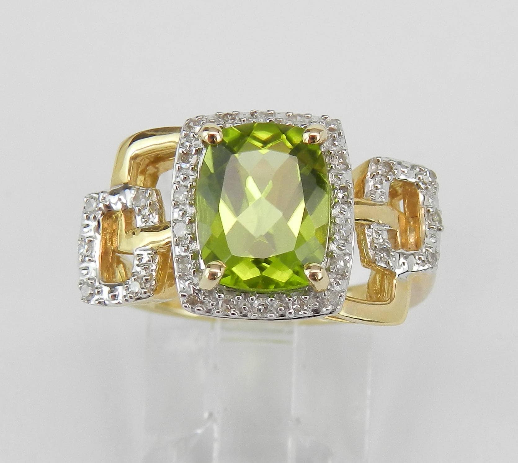 Genuine Peridot & Lab-Created White Sapphire Sterling Silver 3-Stone Ring,  Color: Green - JCPenney