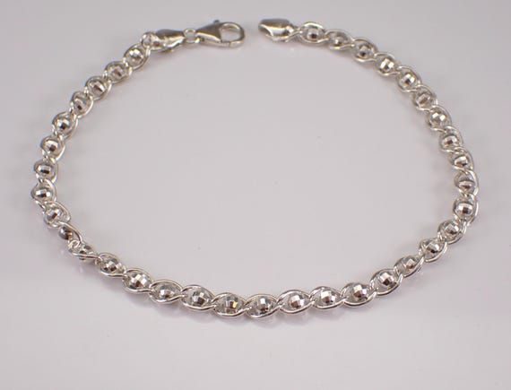 Vintage Sterling Silver Anklet - Unique Beaded Layering Bracelet - GalaxyGems Everyday Jewelry Gift